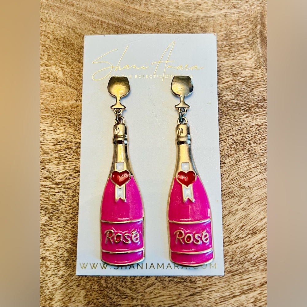 Shani Amara Pink Rosé Bottle Earrings